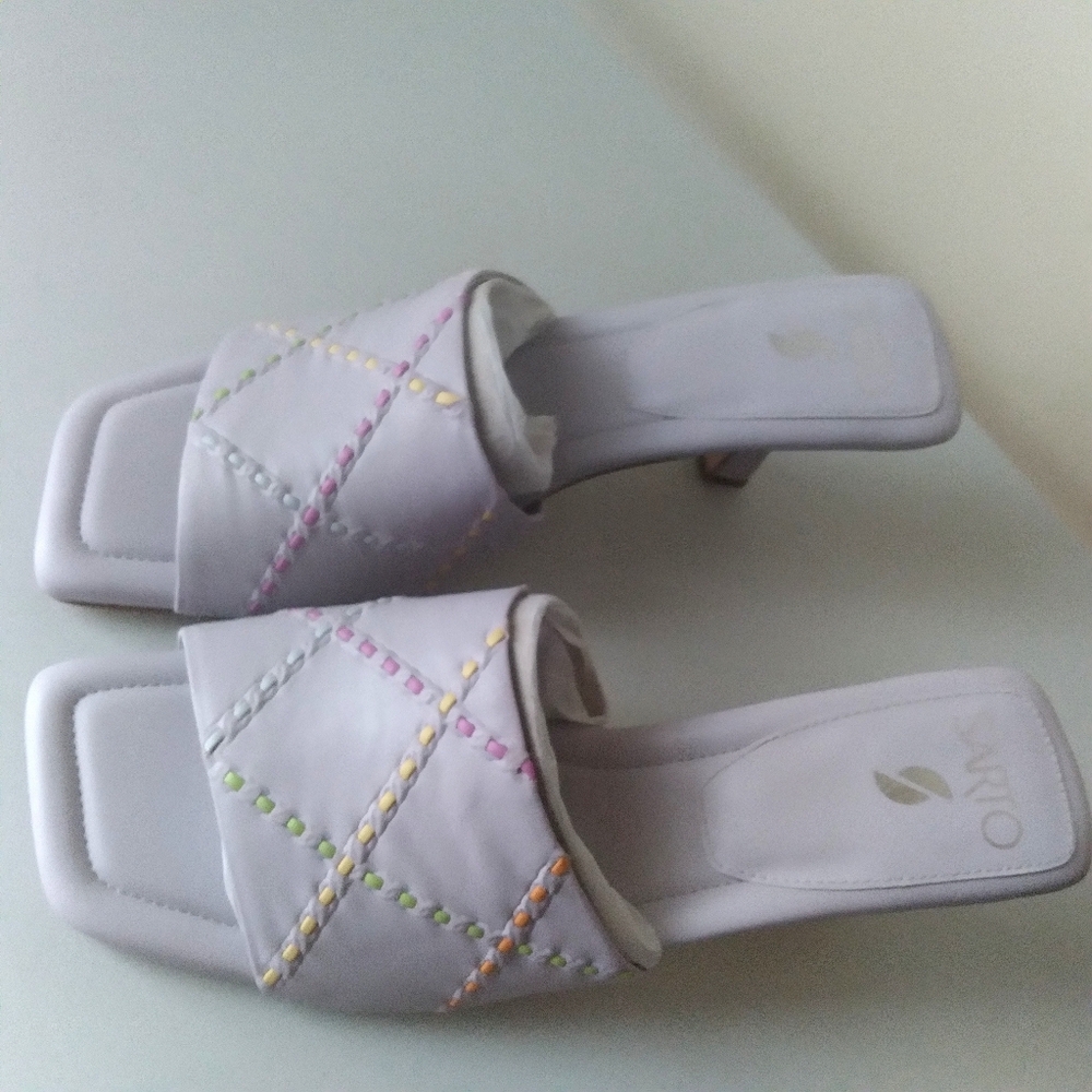 Franco Sarto Leather Kitten Heel Sandal‎ Purple Lavender Size 11 - Picture 7 of 10